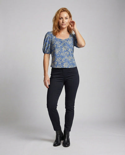 Damen Satin Ballonärmel Schößchentop