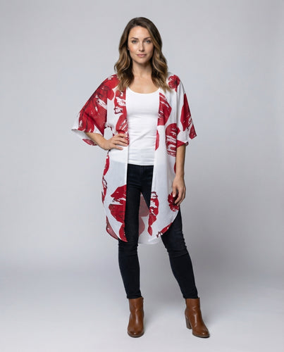 Damen Transparenter Dreiviertelarm Chiffoncardigan
