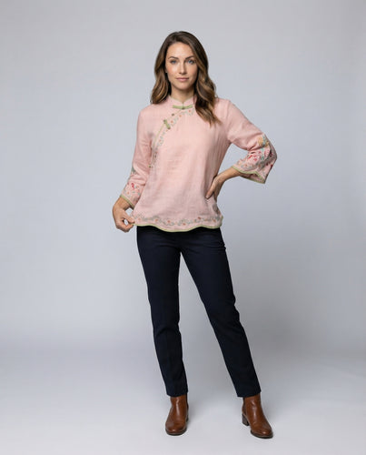 Damen Bestickte Vintage Knoten-Tunika