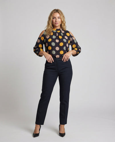 Damen A-Linien Katzen-Illustration Cut-Out-Bluse