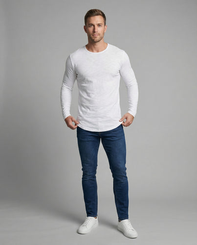 Herren Slub-Struktur Longline-Shirt