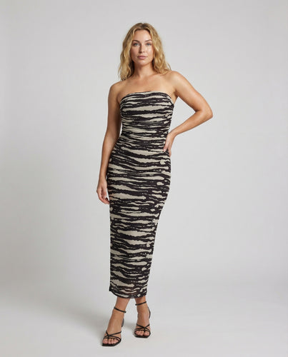 Damen nan Bandeau-Maxikleid mit gerafftem Bustier und taillierter Schlauchsilhouette EB