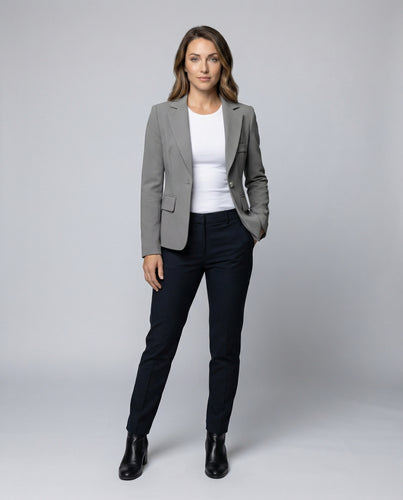 Damen nan eleganter Kurzblazer mit konturierter Schnittführung Ein-Knopf-Front und krempelbaren Ärmeln EB