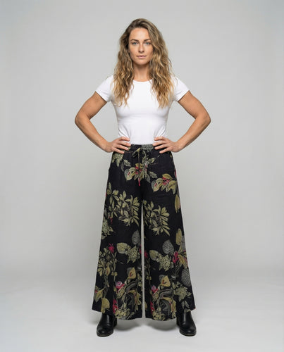 Damen nan fließender Maxirock mit hohem Komfortbund, weitem Tellerrock und lässigem Blumendessin EB