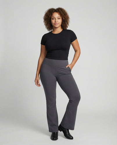 Damen nan hochgeschnittene elastische Schlaghose mit breitem Komfortbund und fließender Jersey-Qualität EB