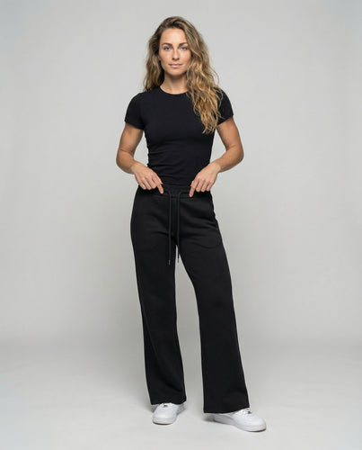 Damen nan hochtaillierte Schlag-Sweathose mit Kordelzug und figurformender Teilungsnaht EB
