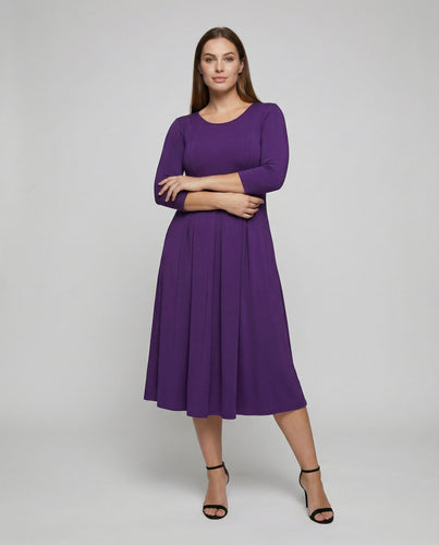 Damen nan knöchellanges A-Linien-Jerseykleid mit Rundhalsausschnitt und Dreiviertelärmeln EB