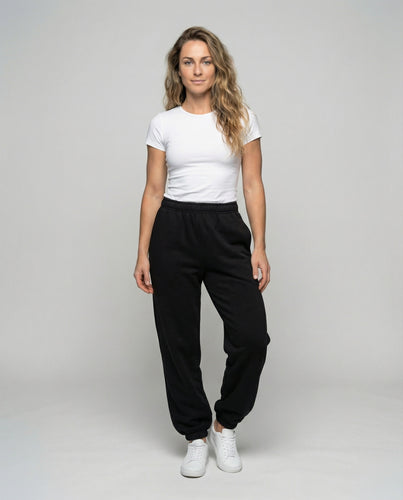 Damen nan lässige Relax-Sweathose mit elastischem Komfortbund, schrägen Eingrifftaschen und gerafften Knöchelsäumen EB