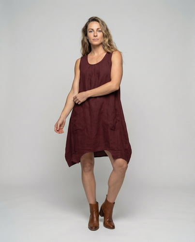Damen nan legeres A-Linien-Sommerkleid mit aufgesetzten Taschen und Zipfelsaum EB