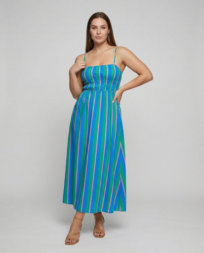 Damen nan luftiges Träger-Maxikleid mit tailliertem Komfortbund und fließender A-Linien-Silhouette EB