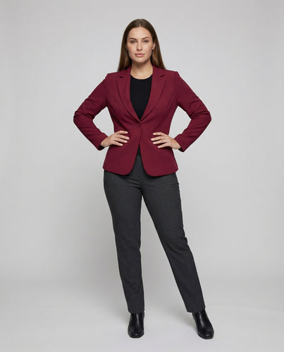 Damen nan taillierter Businessblazer mit Reverskragen und Knopfverschluss EB