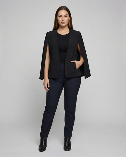 Damen nan taillierter Cape-Blazer mit offener Vorderseite und schulterbetonter Silhouette EB