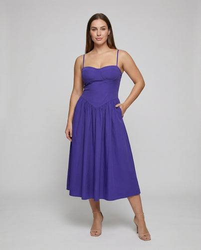 Damen nan tailliertes Bustier-Midikleid mit Korselettschnitt und geraffter Rockpartie EB