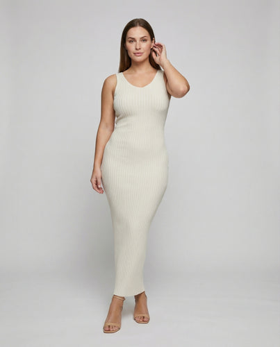 Damen nan tailliertes Rippkleid Maxi mit V-Ausschnitt figurformendem Stretch und breiten Trägern EB