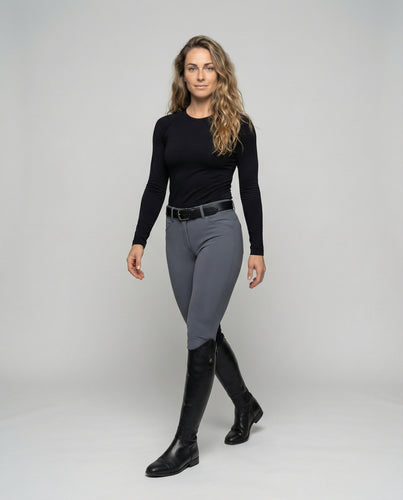 Damen nan technische Reithose mit Vollbesatz, elastischem Komfortbund und Reißverschluss am Unterschenkel EB