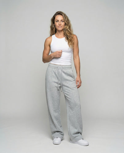 Damen nan ultraweite Sweat-Palazzohose mit hohem Rippbund und Kordelzug EB