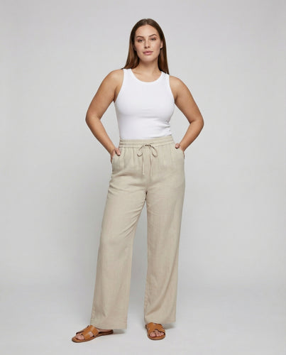 Damen nan weite Palazzo-Hose mit elastischem Tunnelzugbund, Kordelzug und seitlichen Eingrifftaschen EB