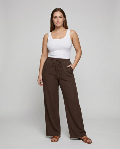 Damen nan weite Palazzohose mit hohem Komfortbund, Kordelzug und luftiger Culotte-Silhouette EB