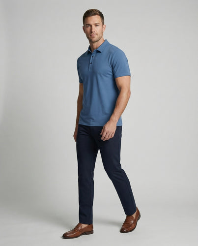Herren nan atmungsaktives Stretch-Poloshirt aus Mikrofaser mit klassischem Kragen und dezenter Drei-Knopfleiste EB
