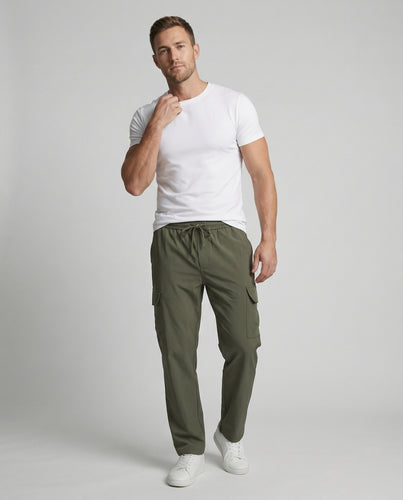 Herren nan leichte Cargo-Freizeithose mit Kordelzug, schnelltrocknendem Funktionsstoff und elastischem Komfortbund EB