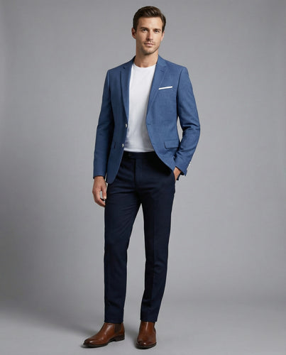 Herren nan leichtes Sommer-Sakko aus atmungsaktivem Twill mit schmaler Silhouette und Pattentaschen EB