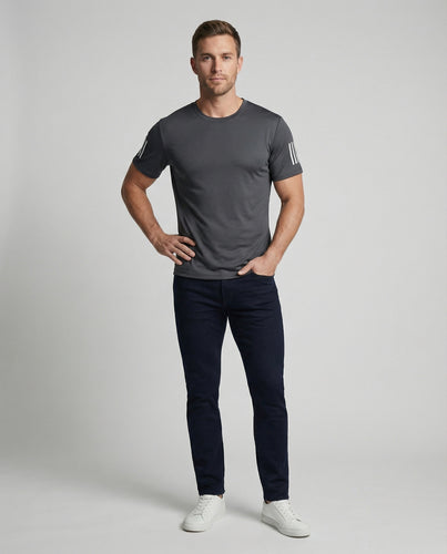 Herren nan sportliches Funktionsshirt mit Mikrolochgewebe, dreistreifigen Reflexstreifen an den Ärmeln und schnelltrocknender Verarbeitung EB