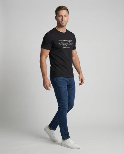 Unisex nan legeres Sloganshirt mit Rundhalsausschnitt und sommerlichem Motivprint EB