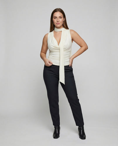 Damen Elegante Drapierte Mischgewebe Top