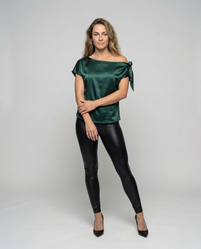 Damen Taillierte Schulterfreie Satin Bluse