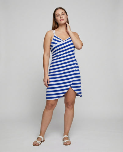 Damen Elegante Wickeloptik Mischgewebe Midikleid