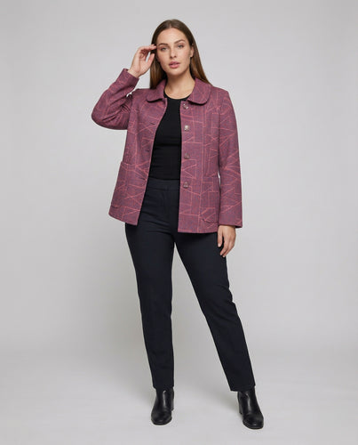 Damen Elegante Geometrische Wollmisch Jacke