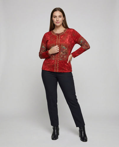 Damen Florale Jacquard Feinstrick Pullover