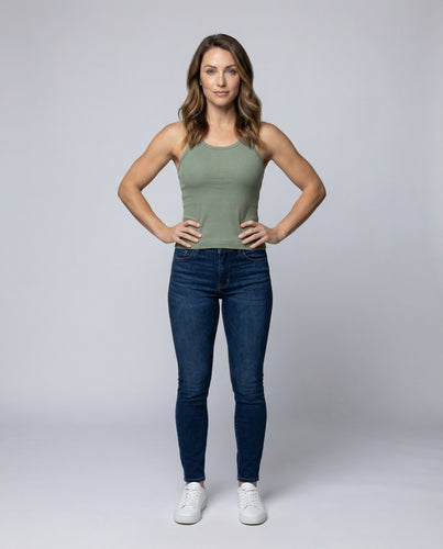 Damen Sportliche Ripp Ripp Top