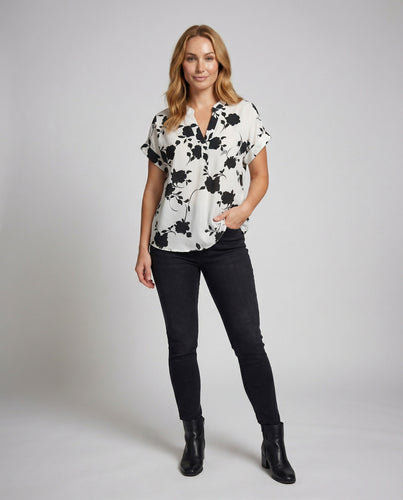 Damen Fließende Florale Satin Bluse