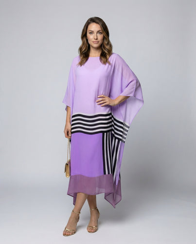Damen Fließende Grafische Mischgewebe Kaftan-Midikleid