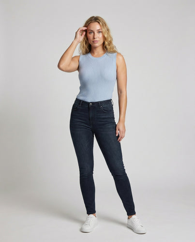 Damen Tailliertes Geripptes Feinstrick Top