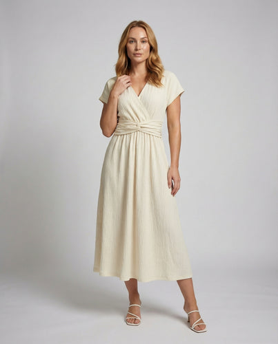 Damen Knöchellanges Wickel Mischgewebe Kleid