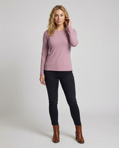 Damen Schmale Klassische Baumwollmix Langarmshirt