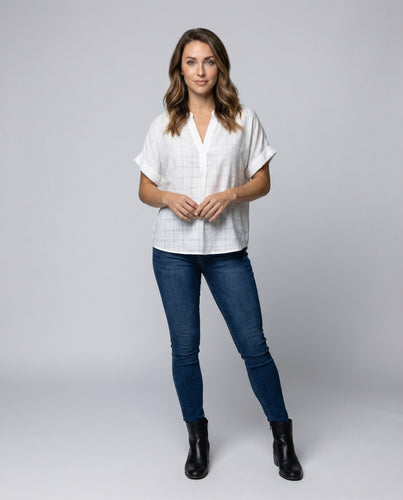 Damen Lässiges Oversize Baumwoll-Leinen Hemdblusen-Top