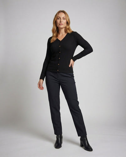 Damen Schmale V-Ausschnitt Feinstrick Cardigan