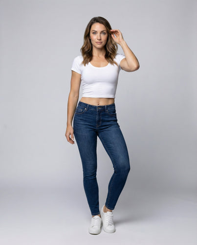 Damen Taillierte Rippstruktur Mischgewebe Cropped-Top