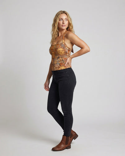 Damen Taillierte Paisley-Print Jersey Neckholder-Top
