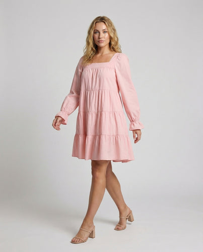 Damen Verspielte Stufen Mischgewebe Babydollkleid