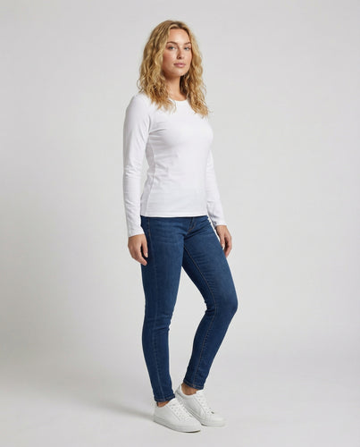 Damen Gerade Klassische Baumwollmix Basicshirt