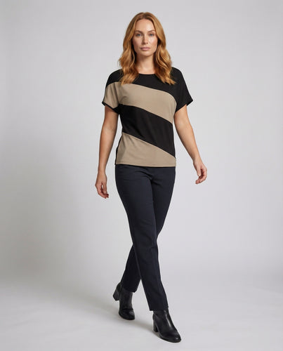 Damen Weite Blockstreifen Jersey Jerseybluse