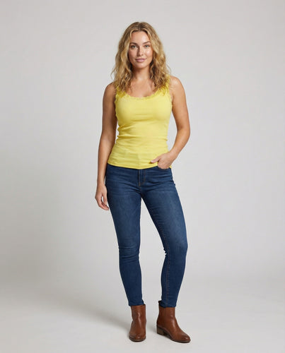 Damen Seidenweiche Spitzenträger Stretchjersey Camisole
