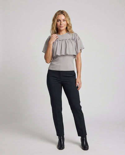 Damen Zweilagige Chiffon-Rüsche Mischgewebe Oberteil