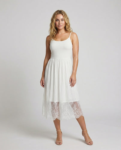 Damen Ärmellose Plissierte Tüll Lagenlook-Midikleid