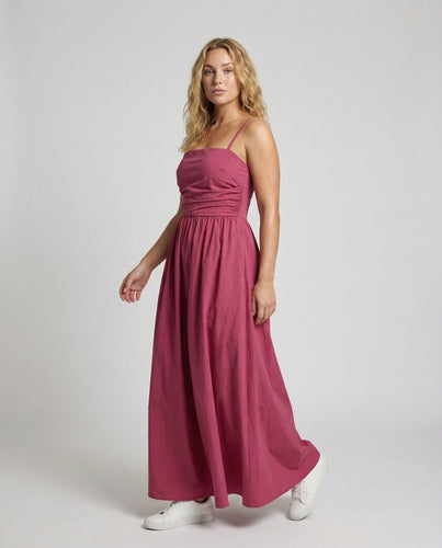 Damen Bodenlange Taillierte Mischgewebe Trägerkleid