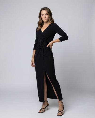 Damen Elegante Drapierte Mischgewebe Maxikleid